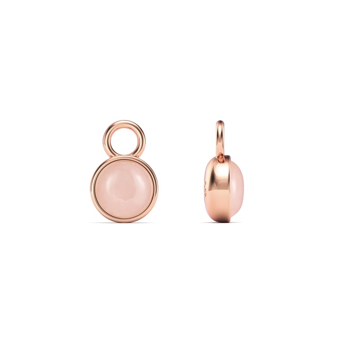 Round Petite Cabochon Mix Charms Rose Quartz Rose Gold Plated
