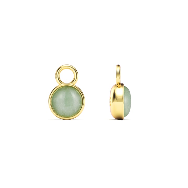 Round Petite Cabochon Mix Charms Green Aventurine Gold Plated
