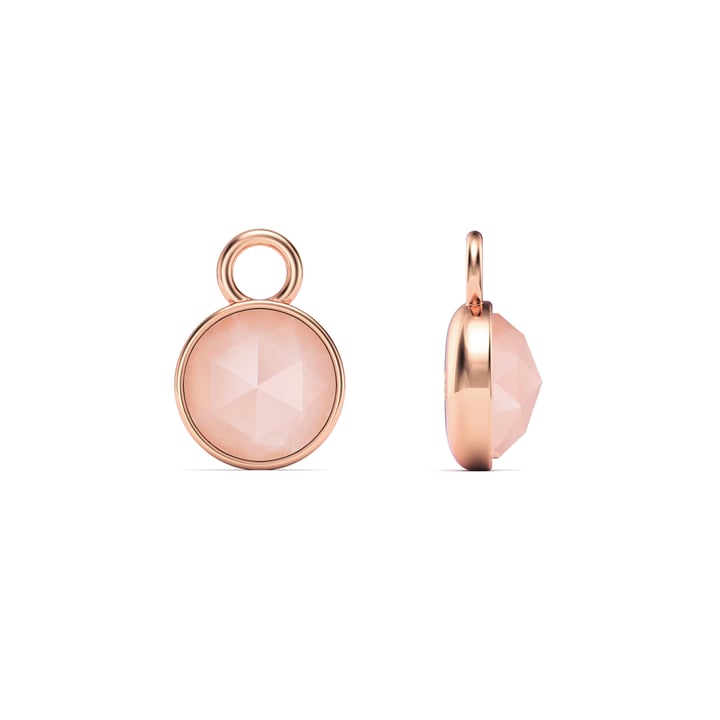 Round Rose Cut Rose Quartz Mix Charms Rose Gold Plated