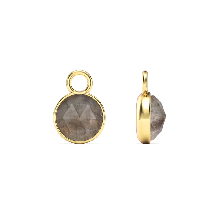 Round Rose Cut Grey Moonstone Mix Charms Gold Plated