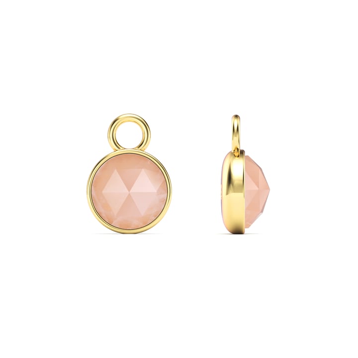 Round Rose Cut Rose Quartz Mix Charms Gold Plated