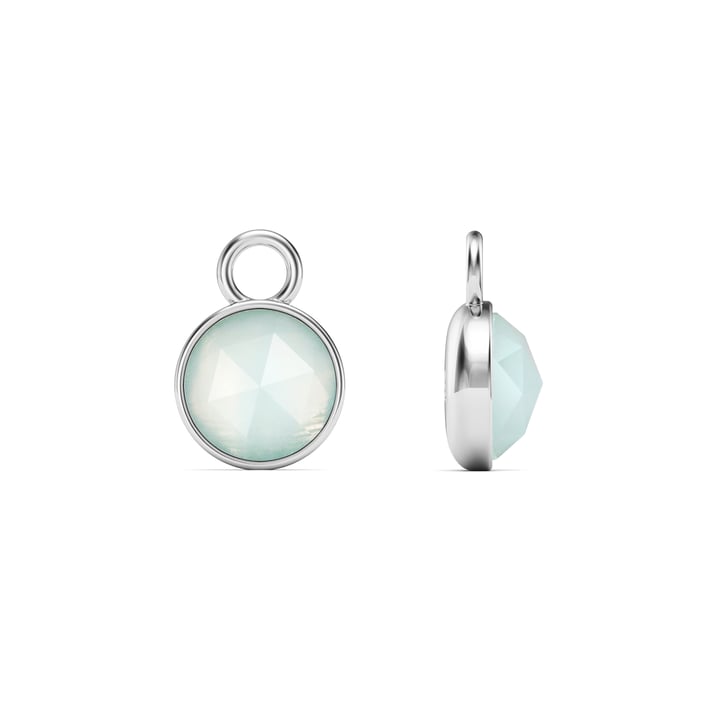 Round Rose Cut Amazonite Mix Charms Rhodium Plated