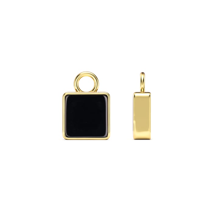 Square Mix Charms Black Onyx Gold Plated
