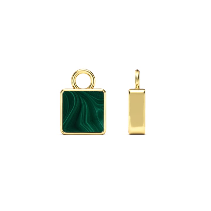Square Mix Charms Malachite Gold Plated