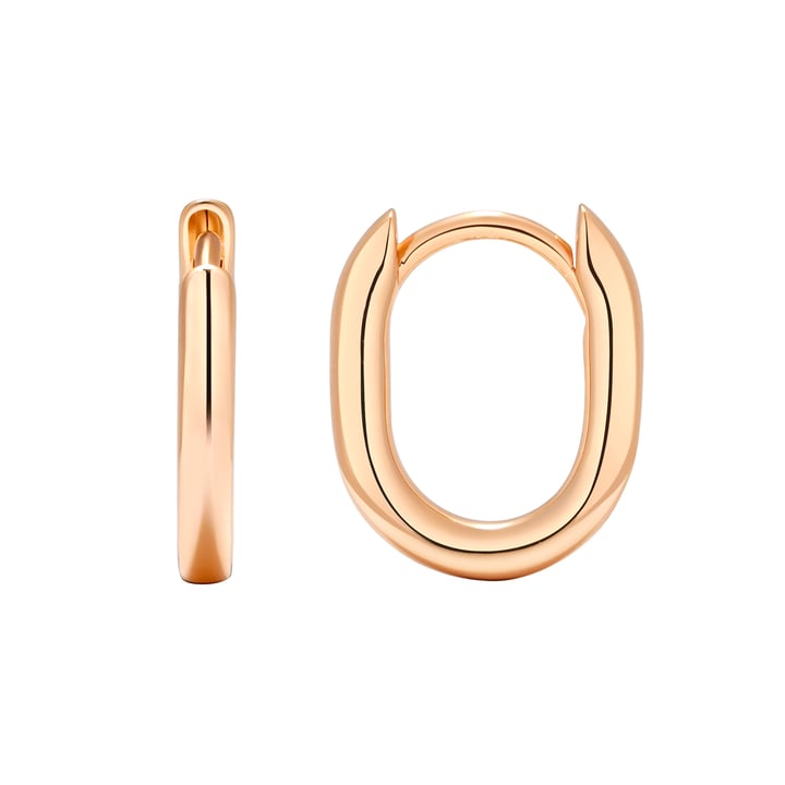 Minimal Long Mix Hoop Carrier Earrings in Sterling Silver Clear Rose Gold Plated