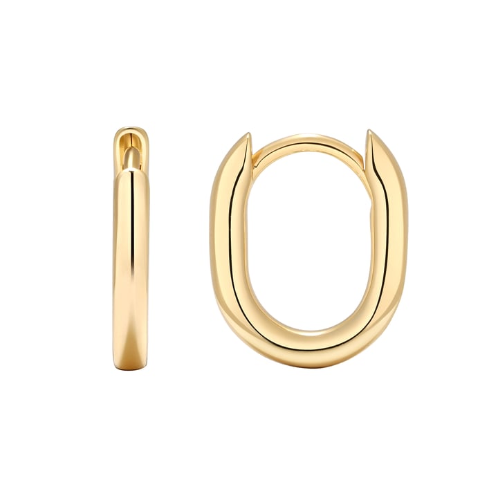 Minimal Long Mix Hoop Carrier Earrings in Sterling Silver Clear Gold Plated