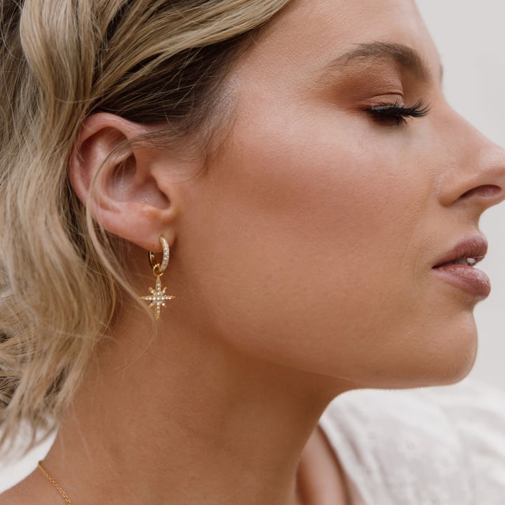 Eternity Metro Mix Hoop Carrier Earrings in Sterling Silver Clear Rose Gold Plated