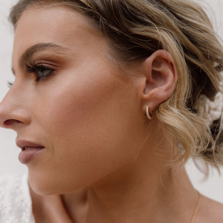 Eternity Metro Mix Hoop Carrier Earrings in Sterling Silver Clear Rhodium Plated