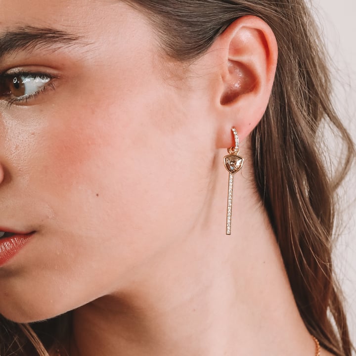 Vi Drop Bar Mix Hoop Earring Charms made with Clear Swarovski Crystals Gold Plated