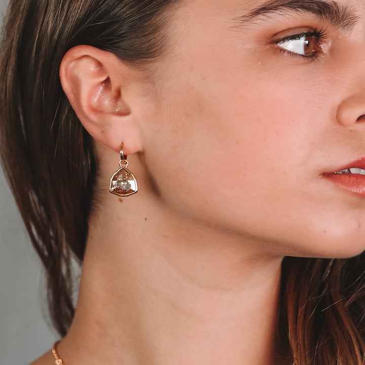 Trillion Statement Mix Hoop Earring Charms made with Crystal Golden Shadow Swarovski Crystals Gold Plated