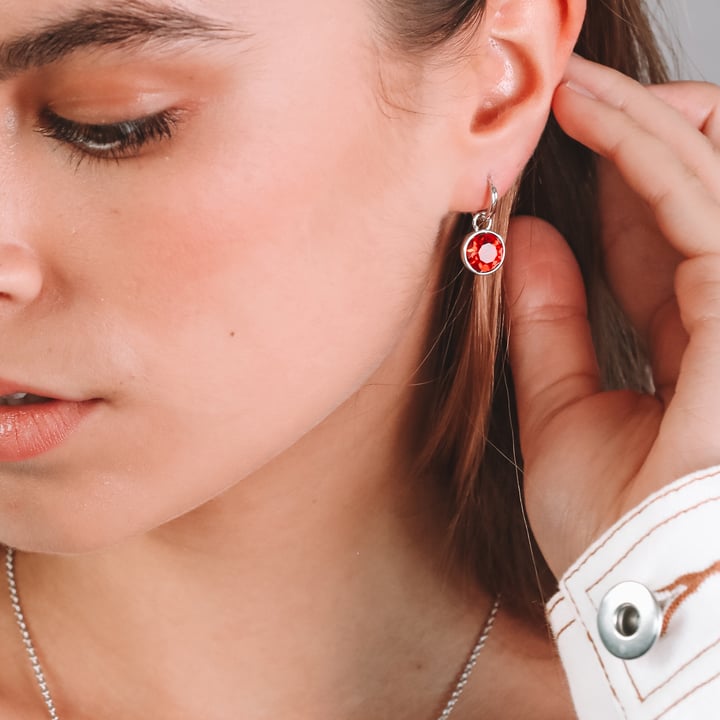 Minimal Mix Hoop Carrier Earring Rhodium Plated