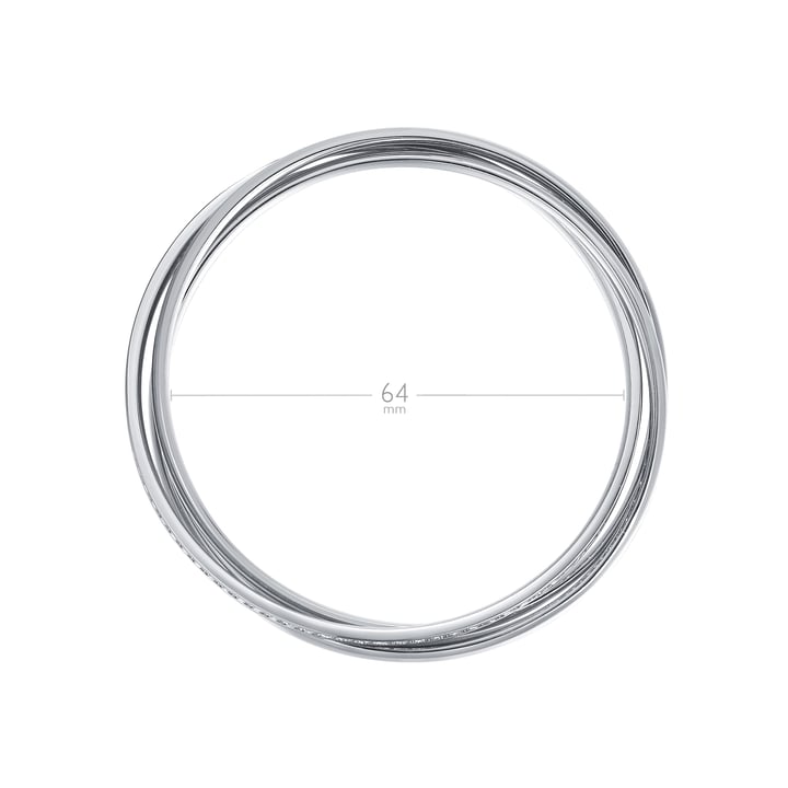 Trinity Interlocking Bracelet Bangle with Clear Swarovski Crystals Rhodium Plated