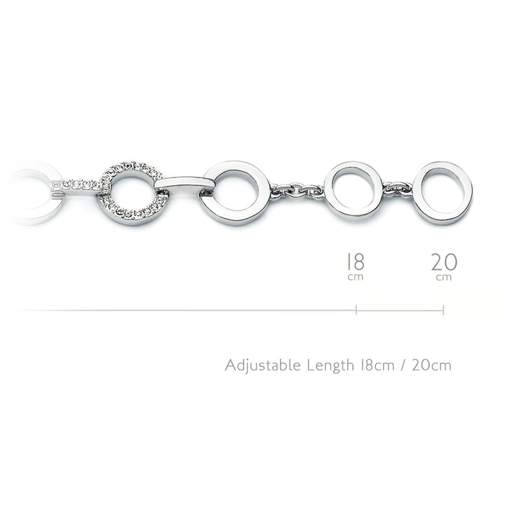 Circle Statement Bracelet Clear Crystal Rhodium Plated