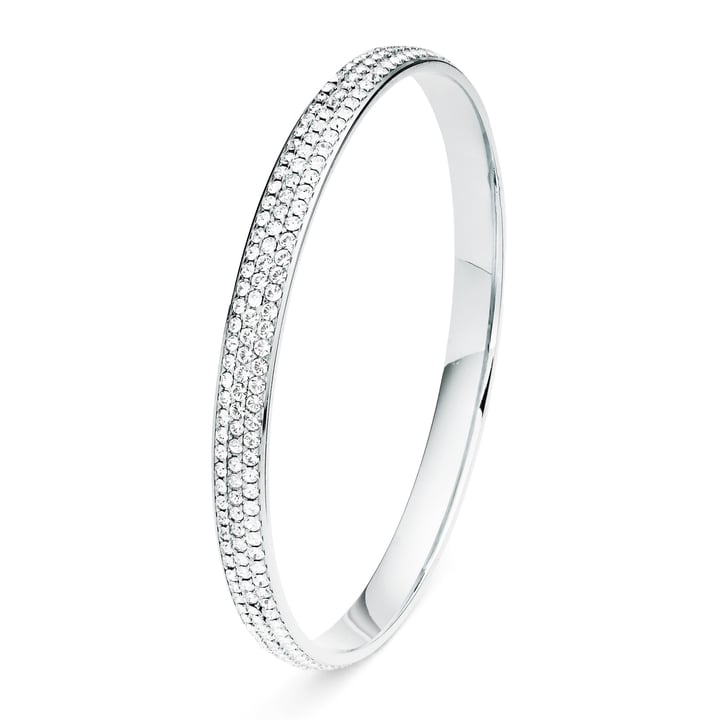 Show Stopper Crystal Stone Pave Bangle Rhodium Plated
