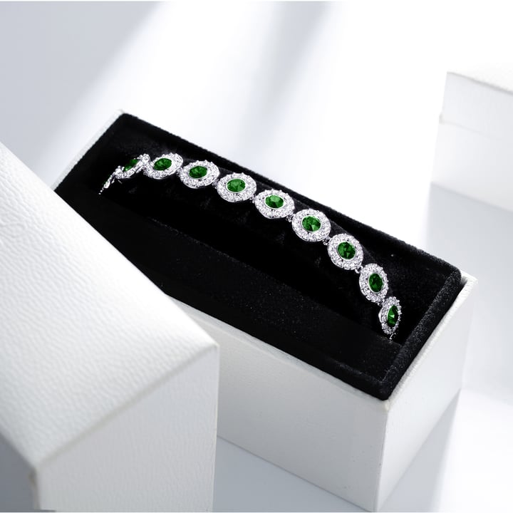 Angelic Tennis Bracelet Emerald Crystal Rhodium Plated