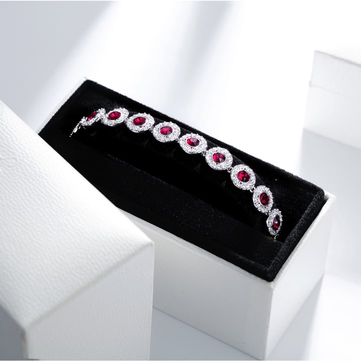 Angelic Tennis Bracelet Ruby Crystal Rhodium Plated