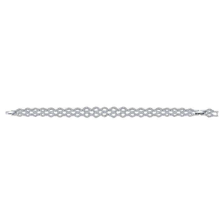 Lace Bracelet w Clear Swarovski Crystals Rhodium Plated Bridal