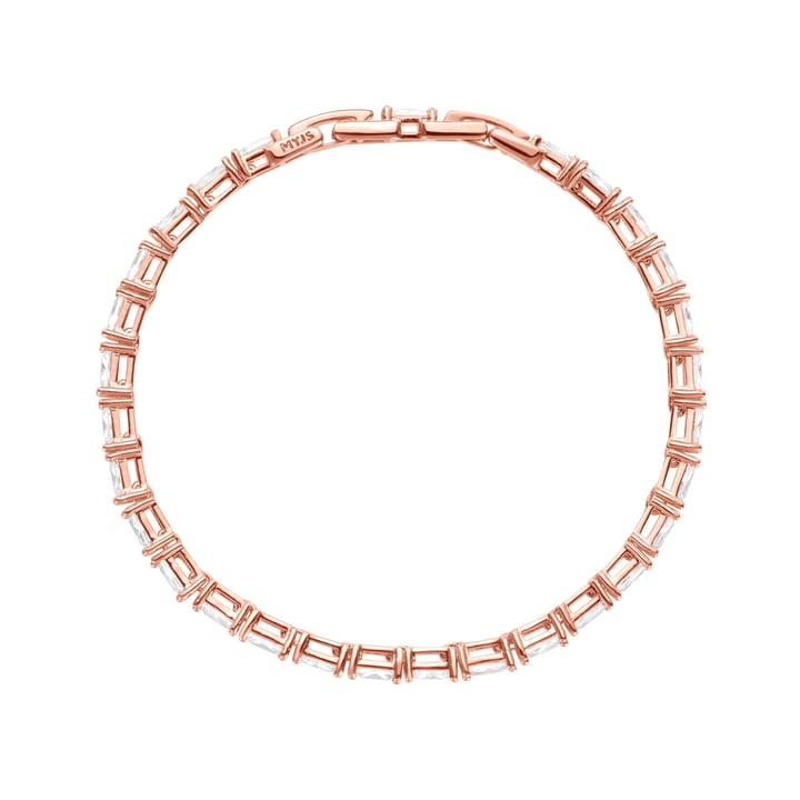 Jazz Tennis Bracelet with Baguette Cut Clear Cubic Zirconia Bridal Rose Gold Plated