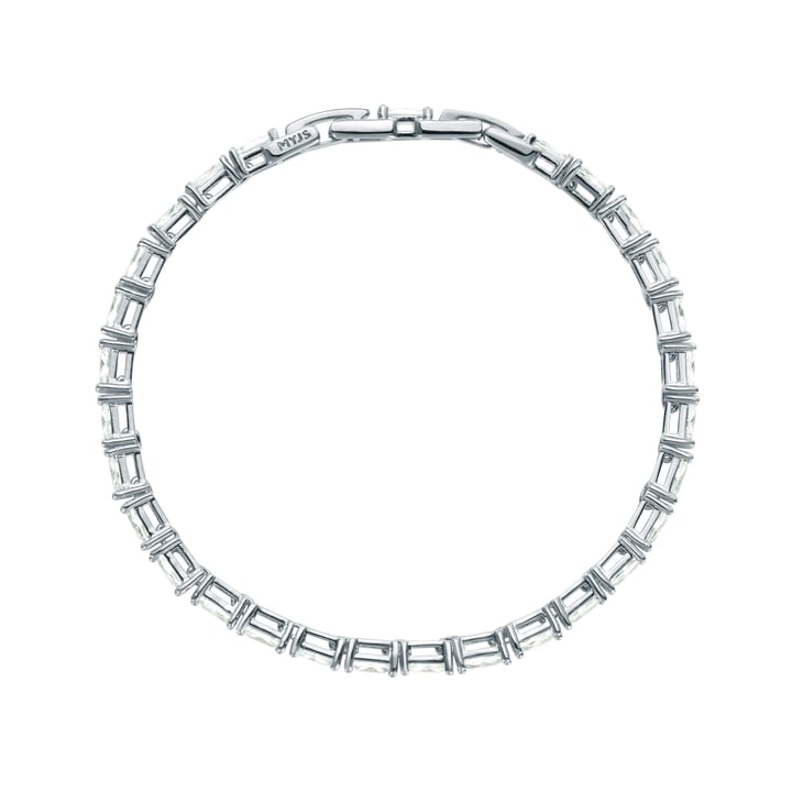 Jazz Tennis Bracelet with Baguette Cut Cubic Zirconia Rhodium Plated Bridal
