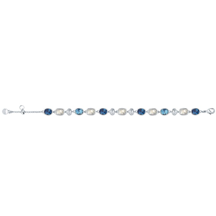 Festival Rose Bracelet with Blue Swarovski Crystals Bridal Rhodium Plated