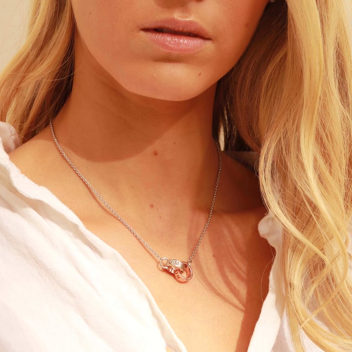 Personalised Holepunched Interlocking Circles Necklace in Sterling Silver