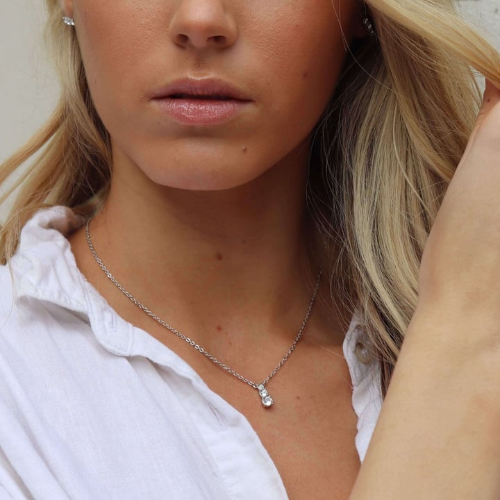 Attract Trilogy Round Pendant with Montana Austrian Crystals Rhodium Plated