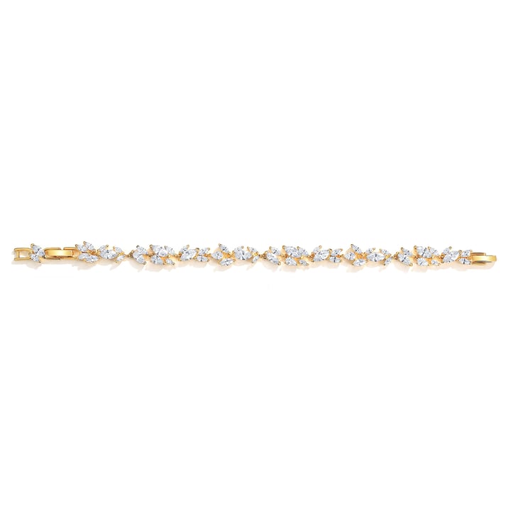 Louison Cluster Statement Bracelet with Clear Cubic Zirconia Gold Plated