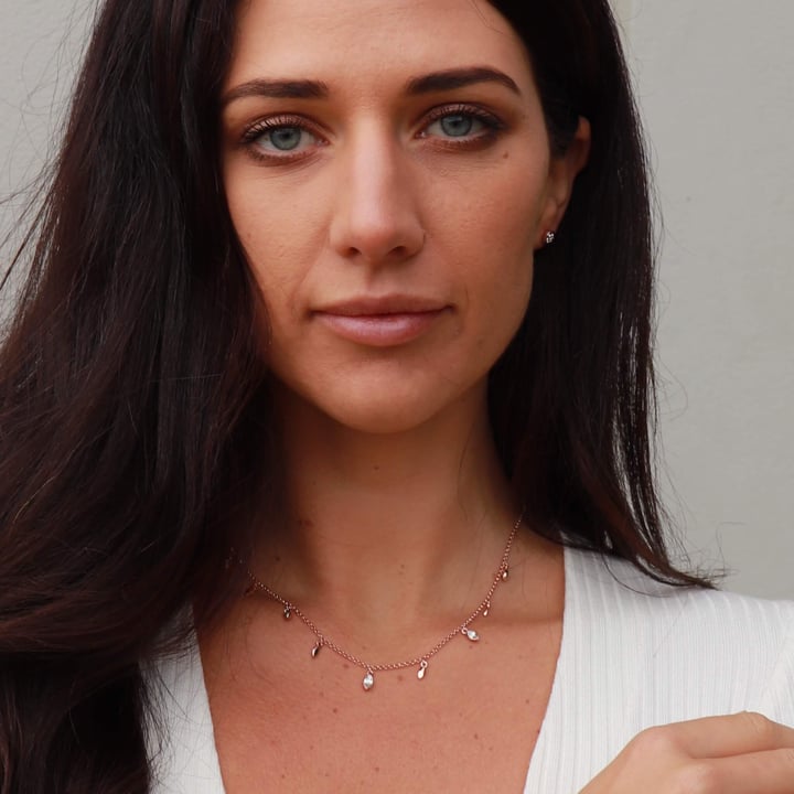 Mayfly Layer Necklace with Clear Swarovski Crystals Gold Plated