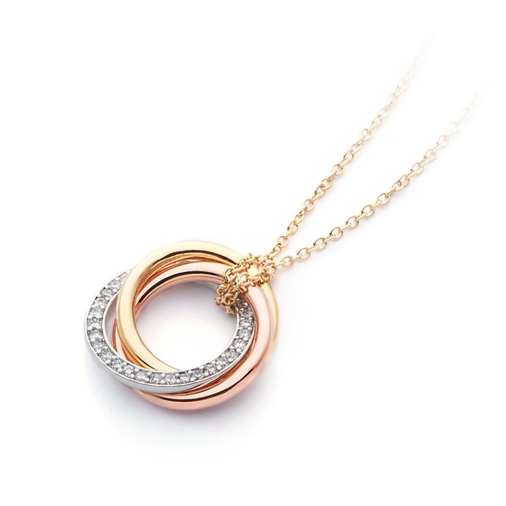 Trinity Brilliance Interlocking Necklace CZ Tri Gold Plated