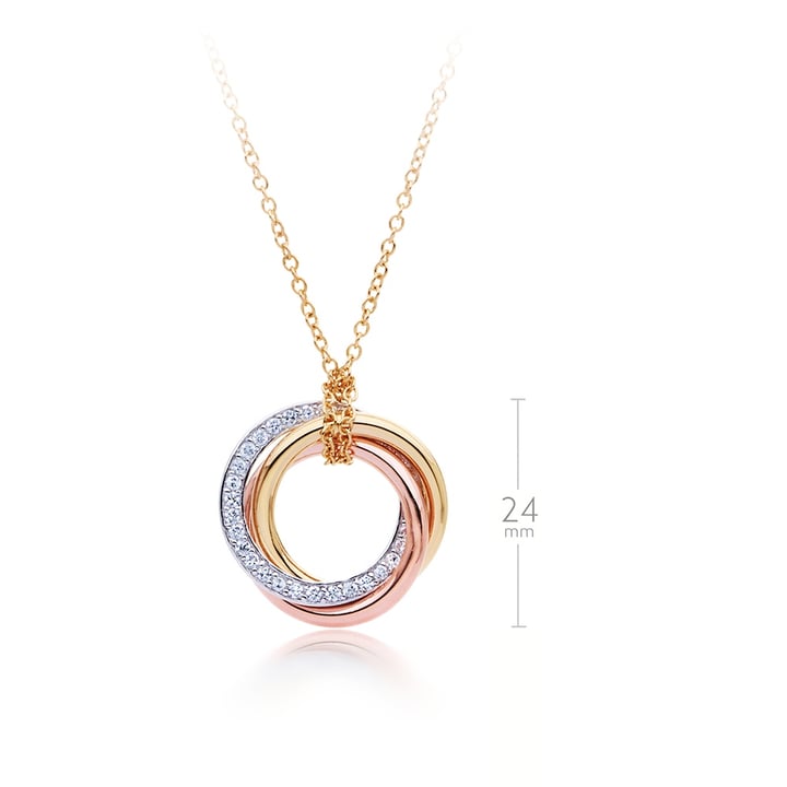 Trinity Brilliance Interlocking Necklace CZ Tri Gold Plated