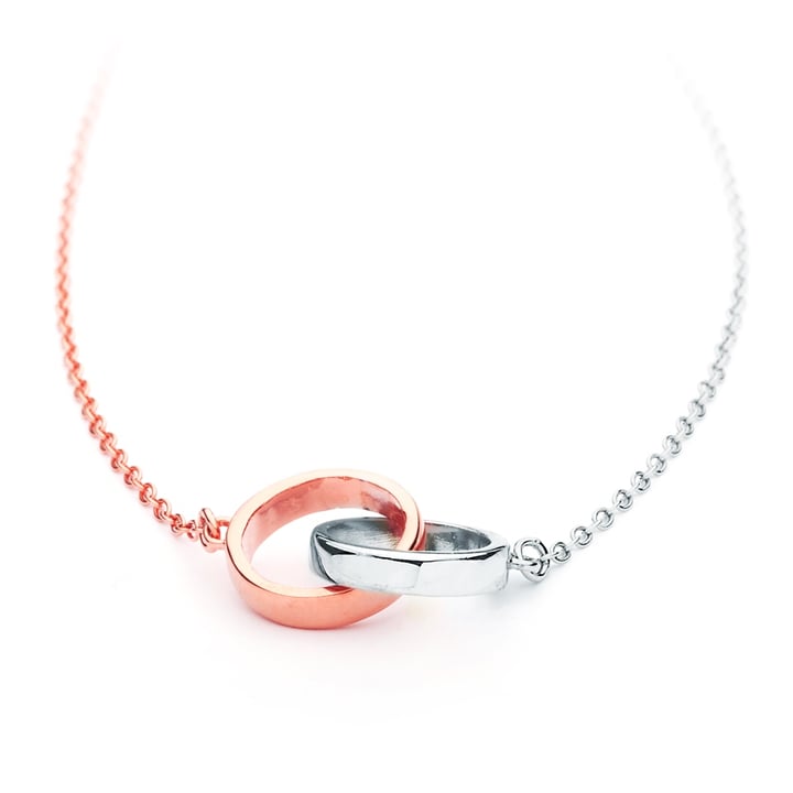 Designer Inspired Interlocking Circles Pendant in Rose Gold Dual Tone