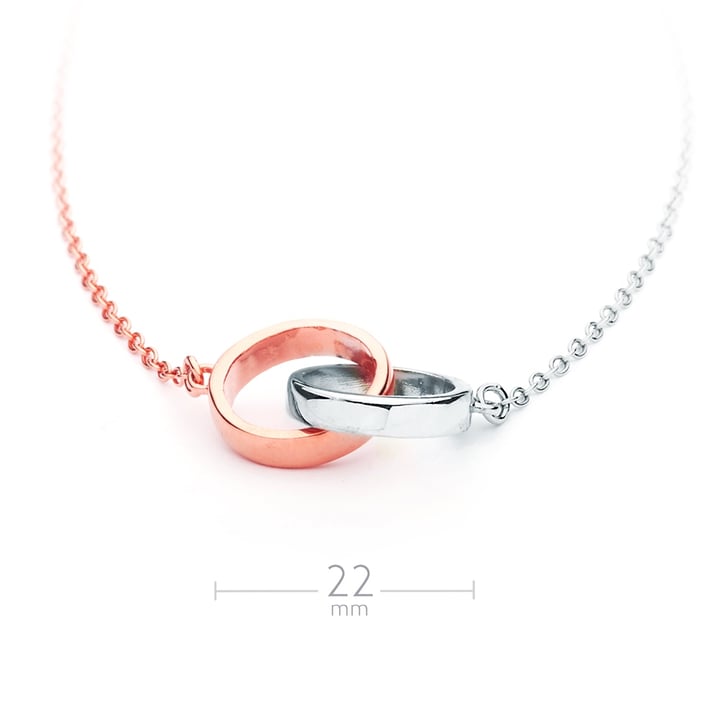 Designer Inspired Interlocking Circles Pendant in Rose Gold Dual Tone