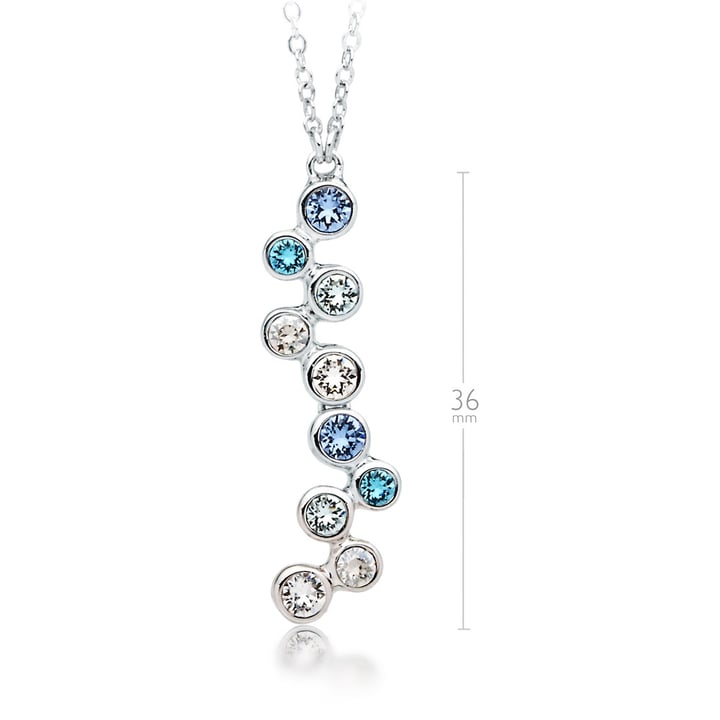Fidelity Pendant with Blue Swarovski Crystals Bubbles Drop Bridal Rhodium Plated