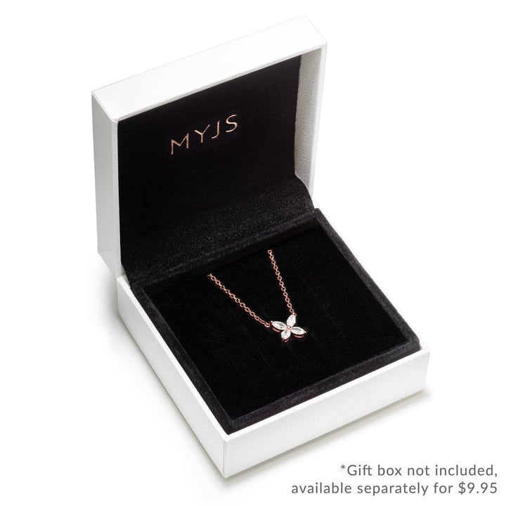 Victoria Flower Marquise CZ Pendant Necklace Bridal Rose Gold Plated