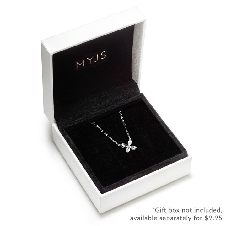 Victoria Flower Marquise CZ Pendant Necklace Bridal Rhodium Plated