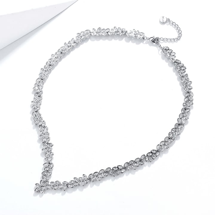 Enchanted V Necklace with Clear Swarovski Crystals Bridal