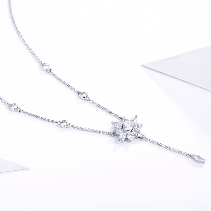 Camelia Stella Star Drop Necklace with Clear CZ