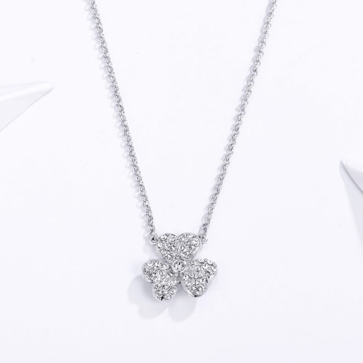 Flower Petal Pave Necklace with Clear Swarovski Crystal