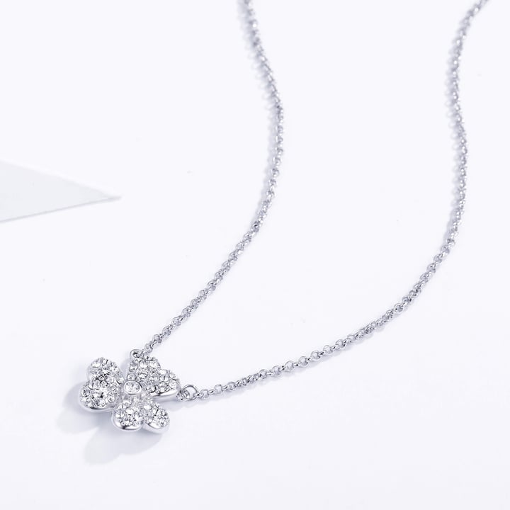 Flower Petal Pave Necklace with Clear Swarovski Crystal