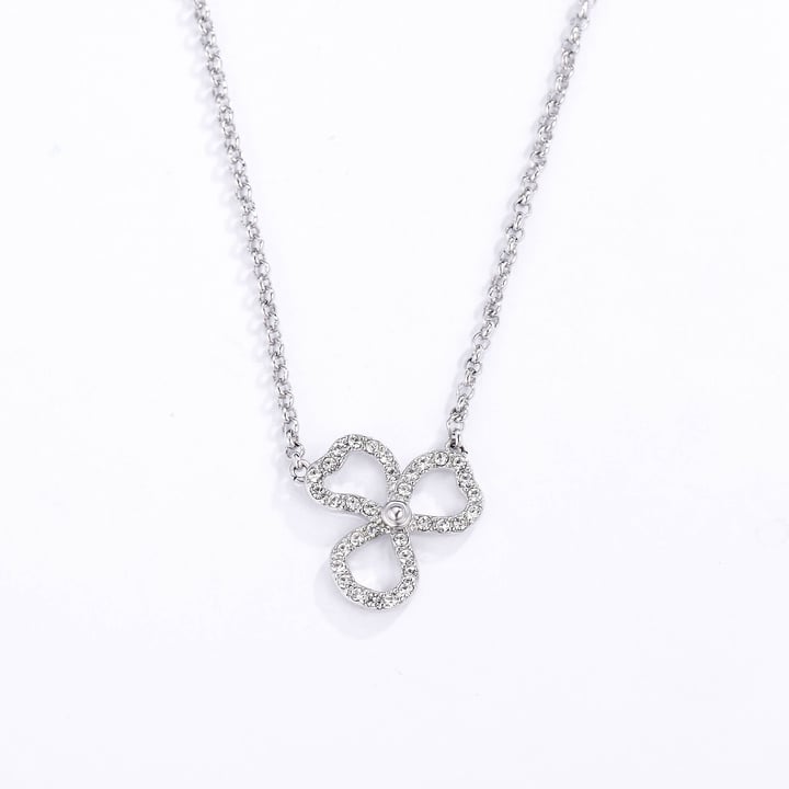 Open Flower Petal Necklace with Clear Swarovski Crystals