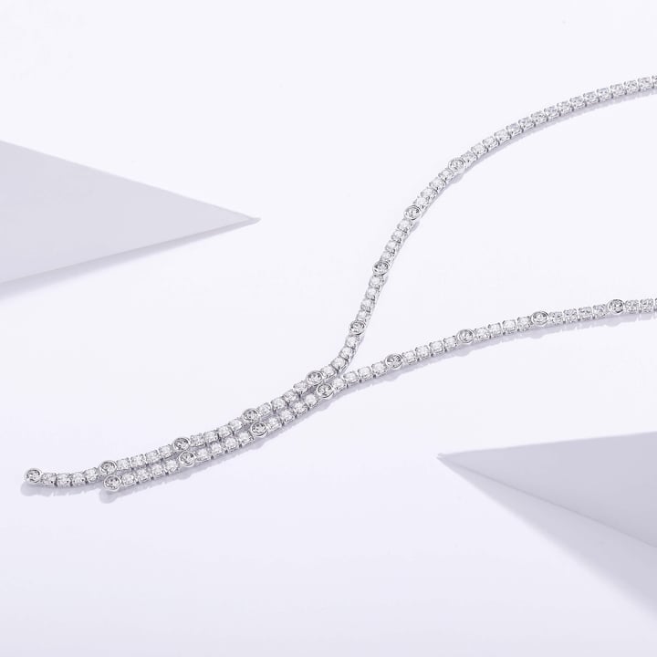 Alexis Deep Drop Statement Necklace with Clear Cubic Zirconia