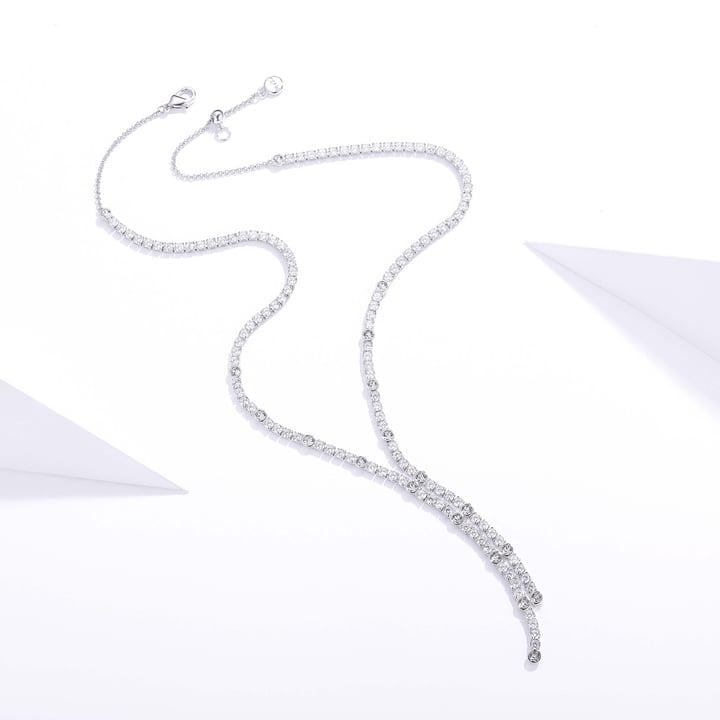 Alexis Deep Drop Statement Necklace with Clear Cubic Zirconia