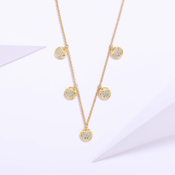 Ginger Layered Necklace with Clear Swarovski Crystals Gold Plated