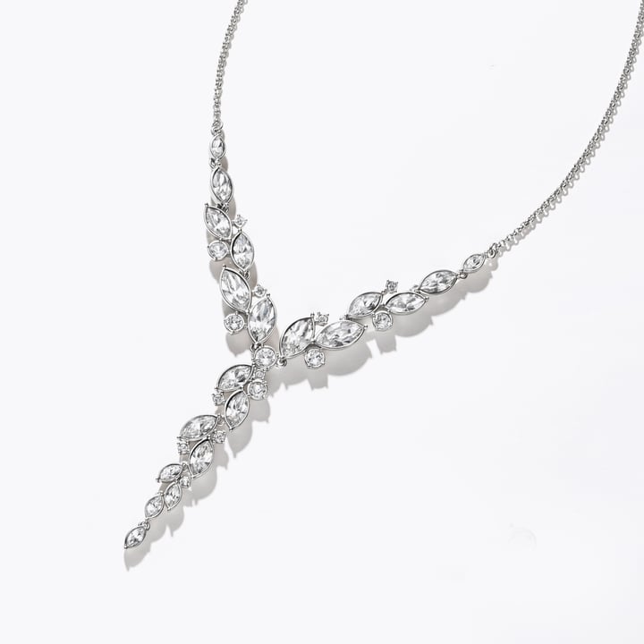 Paloma Statement Necklace with Clear Swarovski Crystals Rhodium Plated
