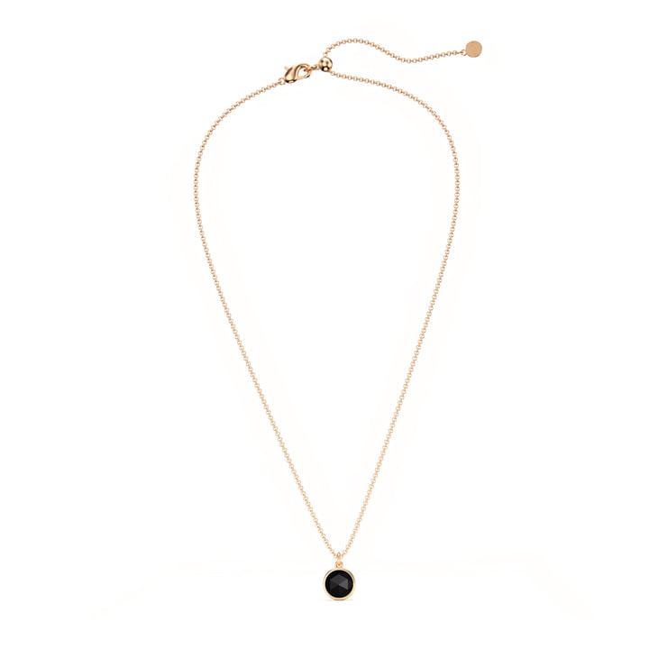 Round Rose Cut Black Onyx Pendant Rose Gold Plated