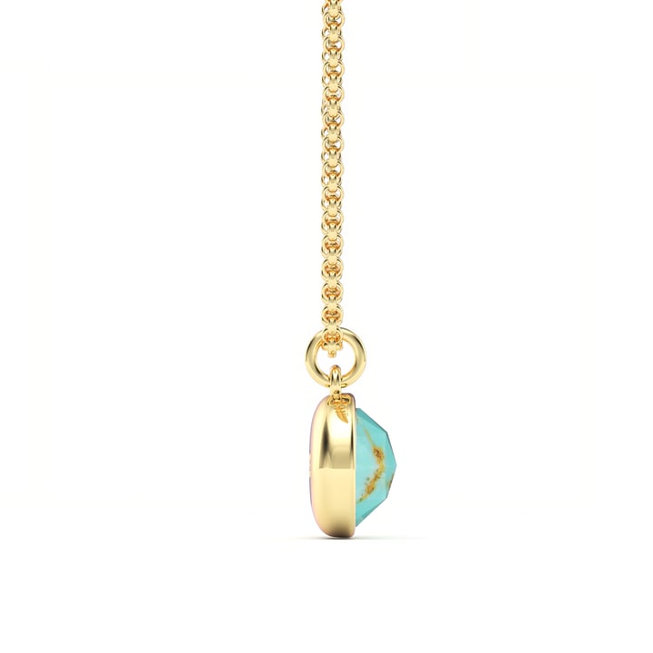 Round Rose Cut Turquoise Pendant Gold Plated
