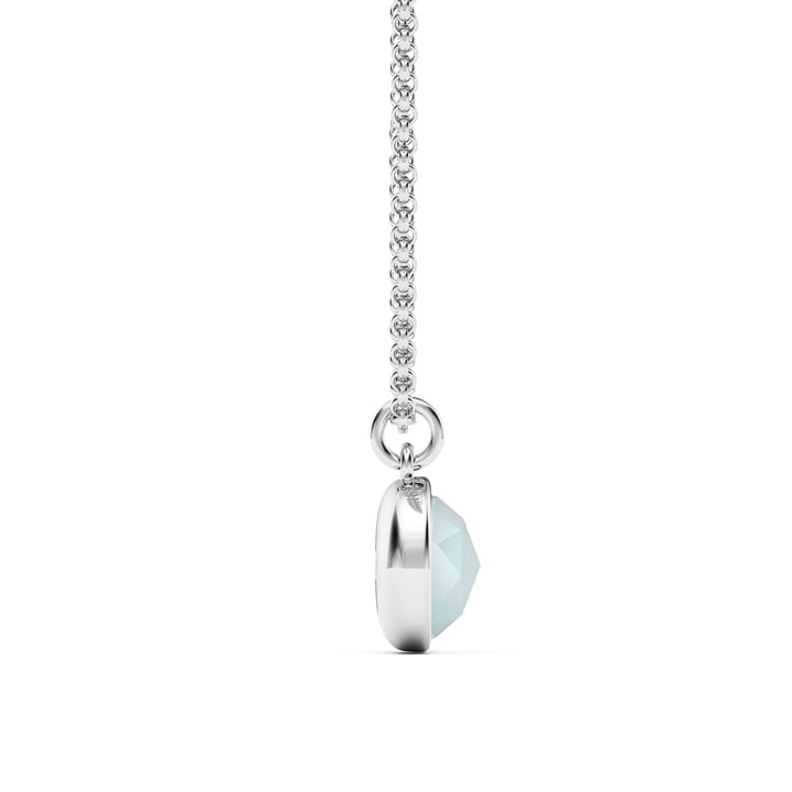 Round Rose Cut Amazonite Pendant Rhodium Plated