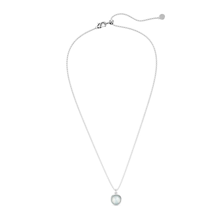 Round Rose Cut Amazonite Pendant Rhodium Plated