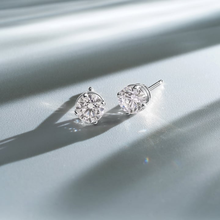 1.00 Carat DE VS+ IGI Certified Lab Grown Diamond Stud Earrings Sterling Silver