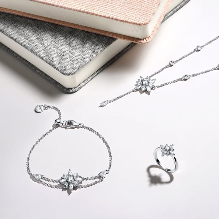 Camelia Stella Star Drop Necklace with Clear CZ